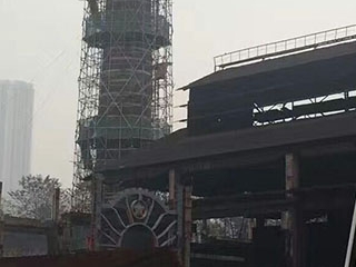 重鋼煙囪粘粘貼纖維，內圓植筋